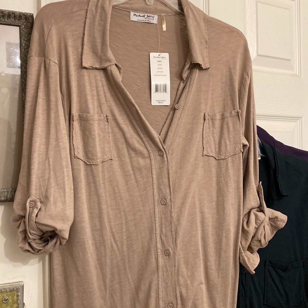 Lot of Michael Stars raw edge slub shirts.